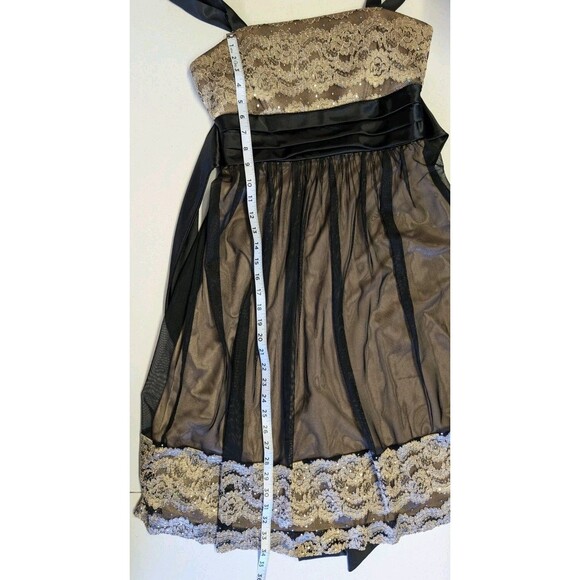 Dressbarn Dress Women's Sz 8 Black Gold Overlay Prom Dance Party Cocktail Formal - Picture 8 of 12